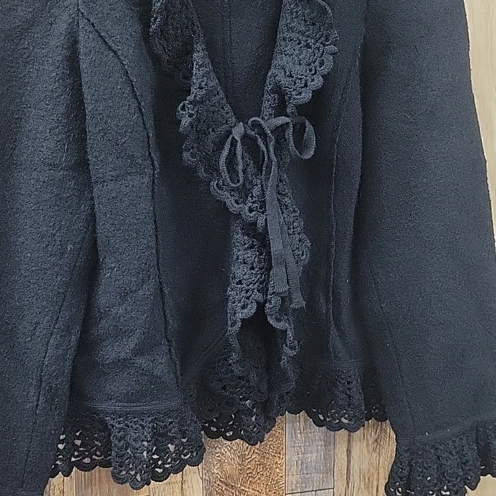 Black Wool Cardigan 1X - Picture 3 of 4